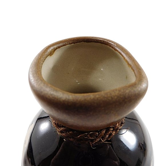 3 Piece Traditional Kanji Sake Wine Set Tokkuri Pitcher 2 Cups Black Stoneware - Picture 4 of 9